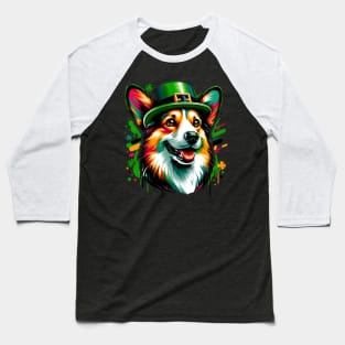 Cardigan Welsh Corgi in Saint Patrick's Day Festivity Baseball T-Shirt